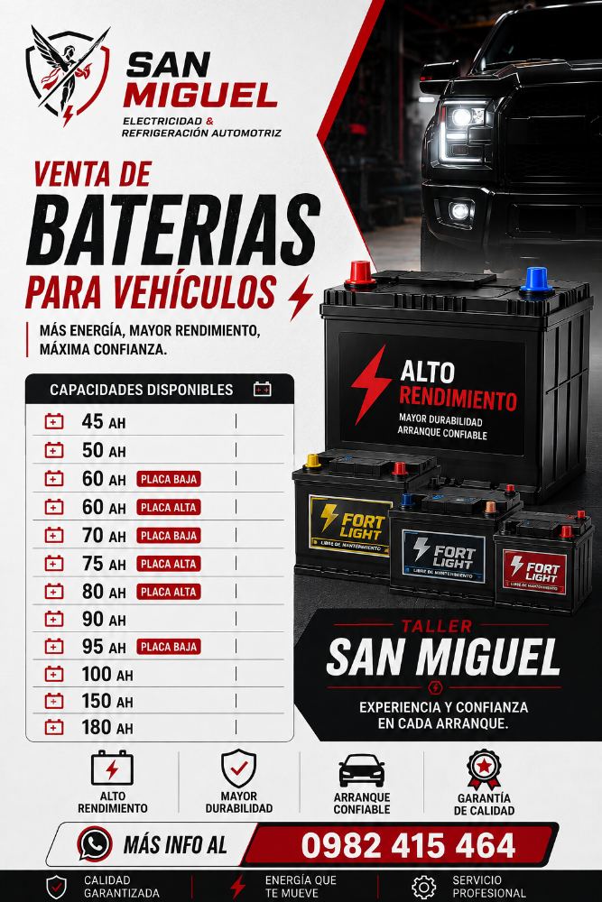 Taller San Miguel ofrece servicios de electricidad, refrigeración automotriz y venta de baterías. Imagen 3